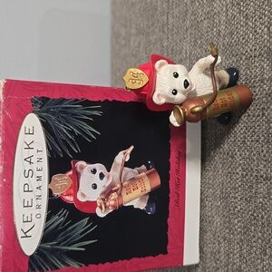 1994 Hallmark Polar Bear "Red Hot Holiday" Fireman Themed Ornament